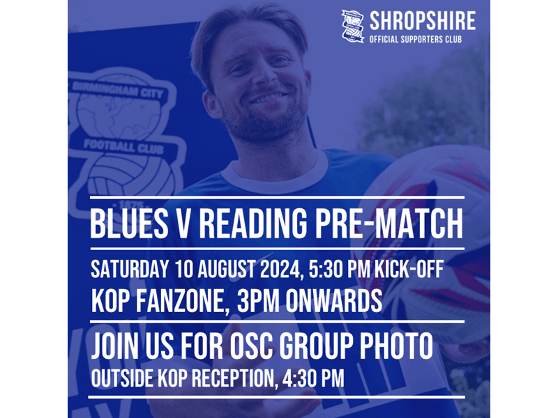 BLUES V READING PRE-MATCH&nbsp;MEETUP